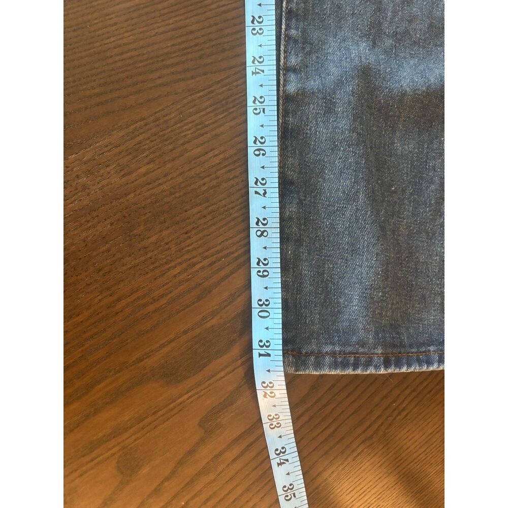 Distressed Jeans Blue Patchwork Denim Straight Leg - image 8